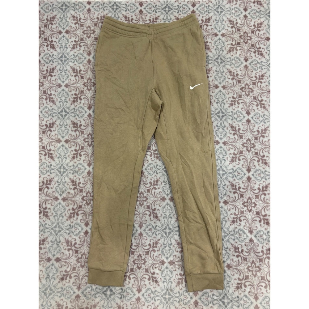 Nike Sportswear Club Fleece Joggers Tan Khaki Swoosh Sweatpants Mens Small